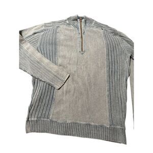 Men mock neck mixed layer half zip long sleeve pullover sweatshirt L